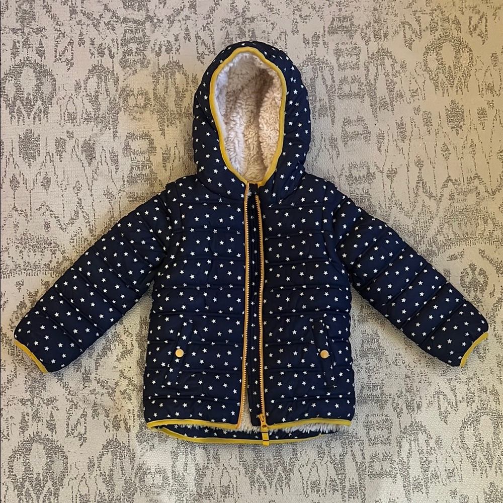 Mini Boden Navy Star Puffer Jacket